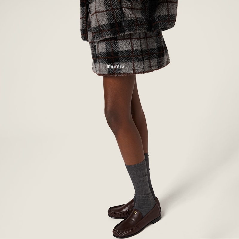 Checked teddy miniskirt