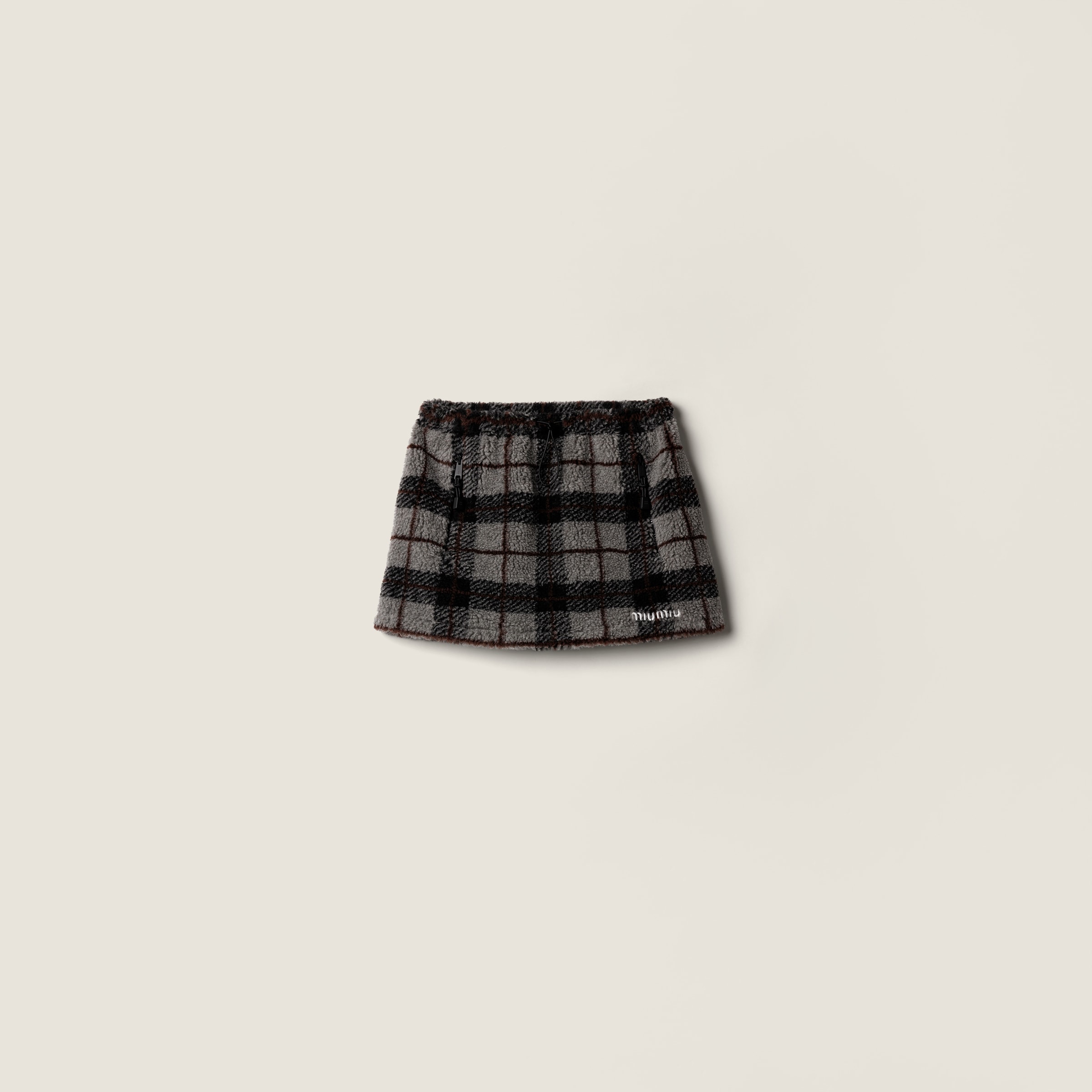 Checked teddy miniskirt