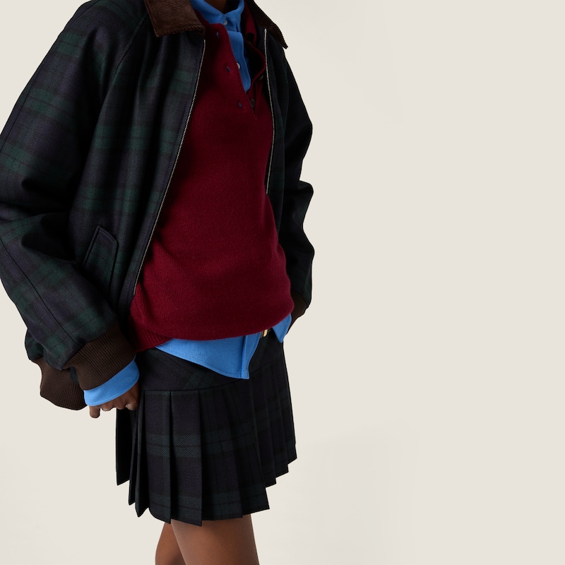 Minigonna in twill check plissé