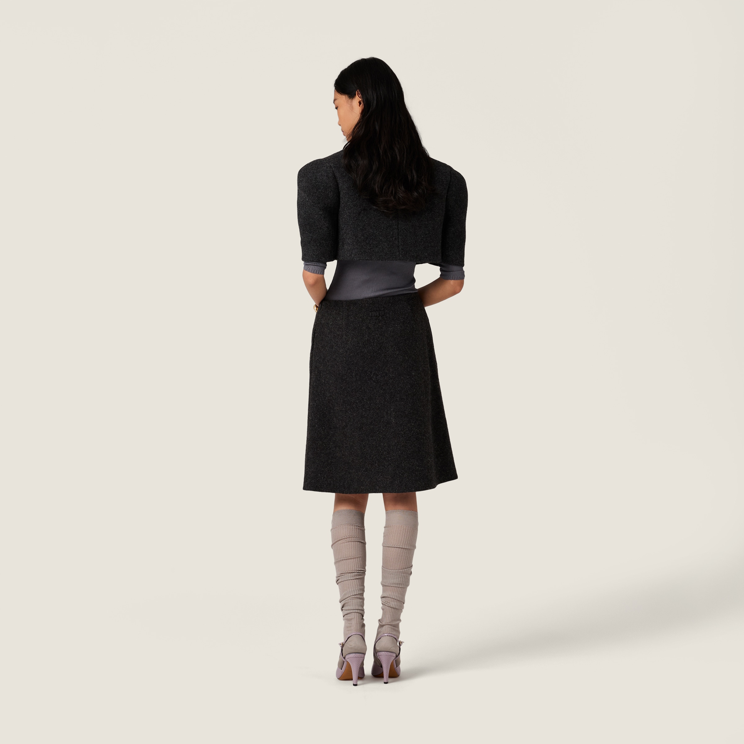 Miu Miu Shetland Wool Skirt In Black