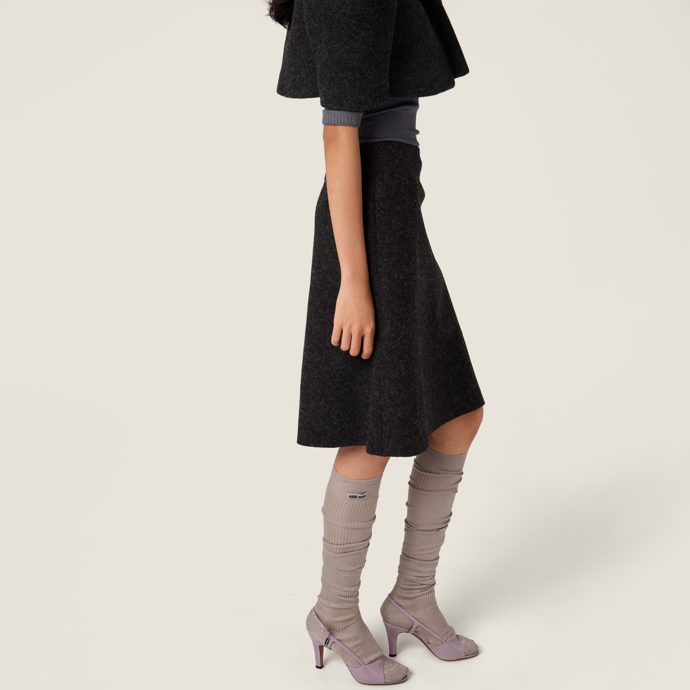 Miu Miu Shetland Wool Skirt In Black