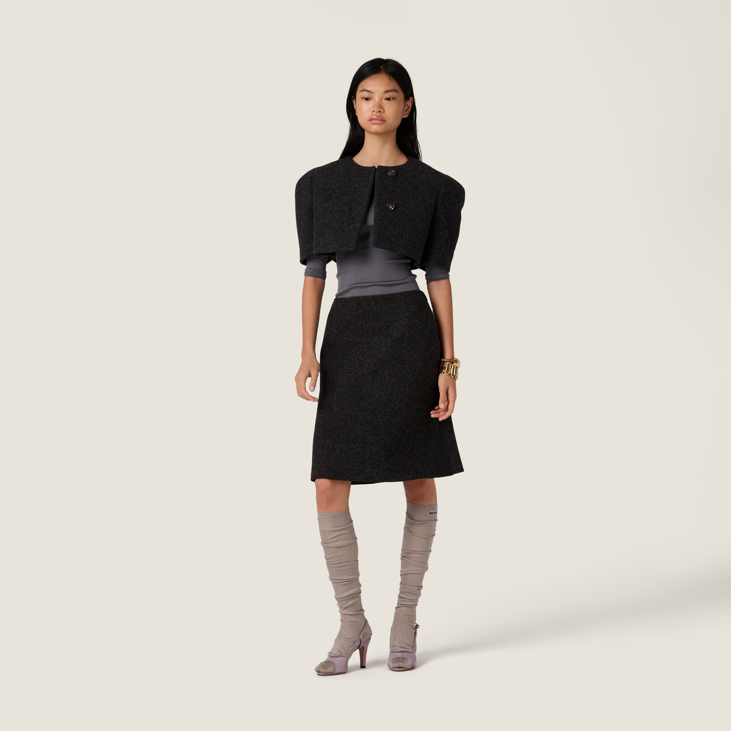 Miu Miu Shetland Wool Skirt In Black