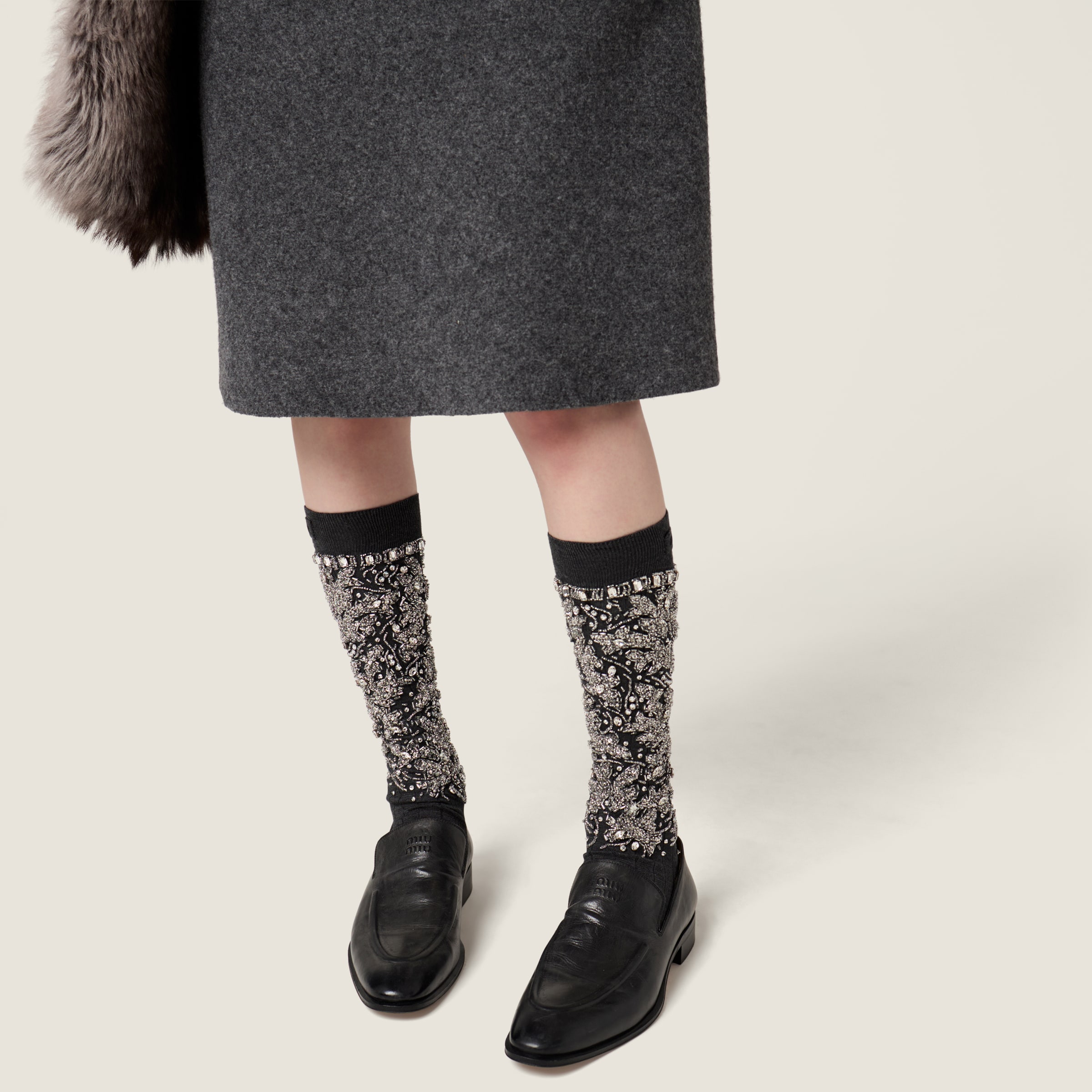 Slate Gray Shetland Wool Skirt | Miu Miu