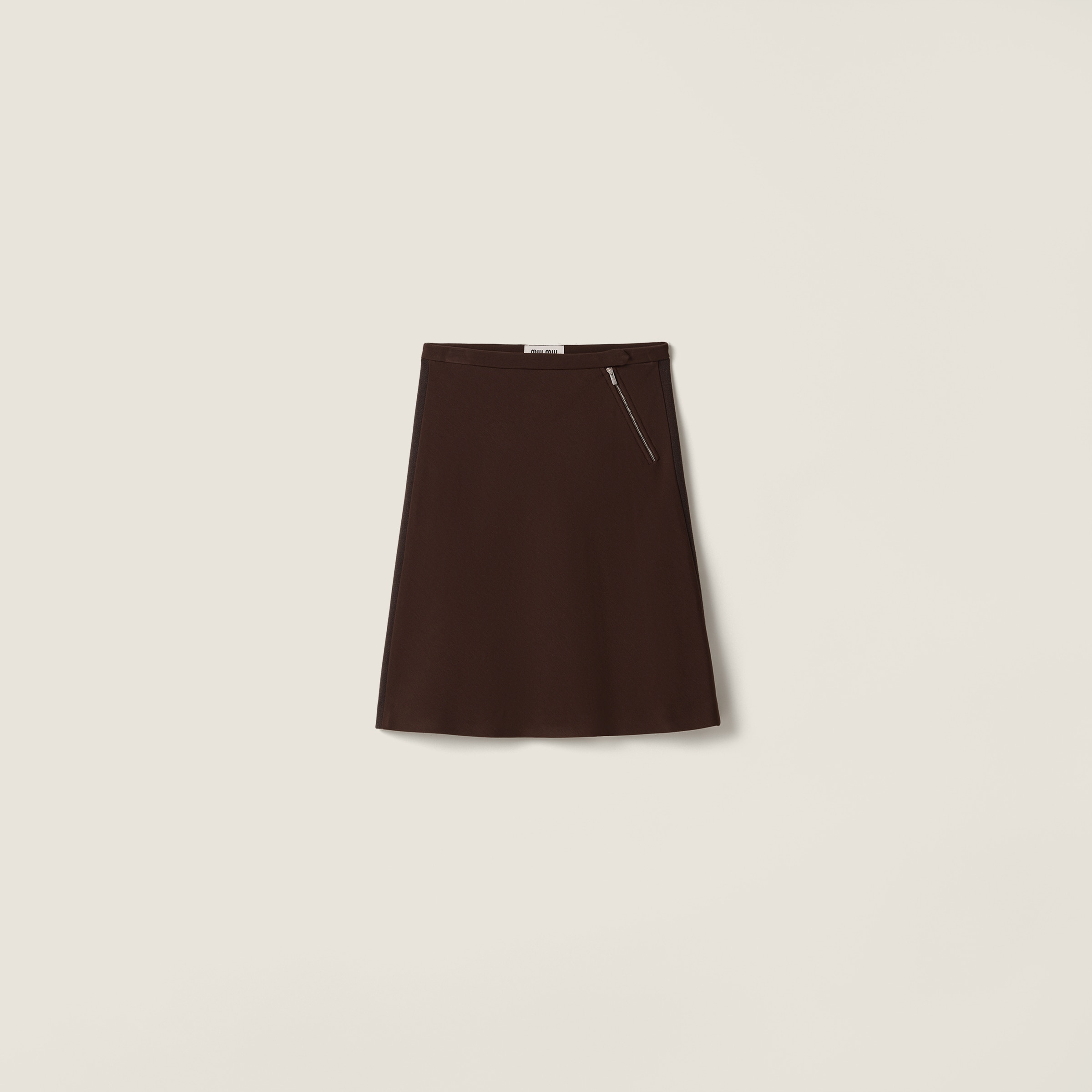 Cocoa Brown Fabric Stitch Knit Skirt | Miu Miu