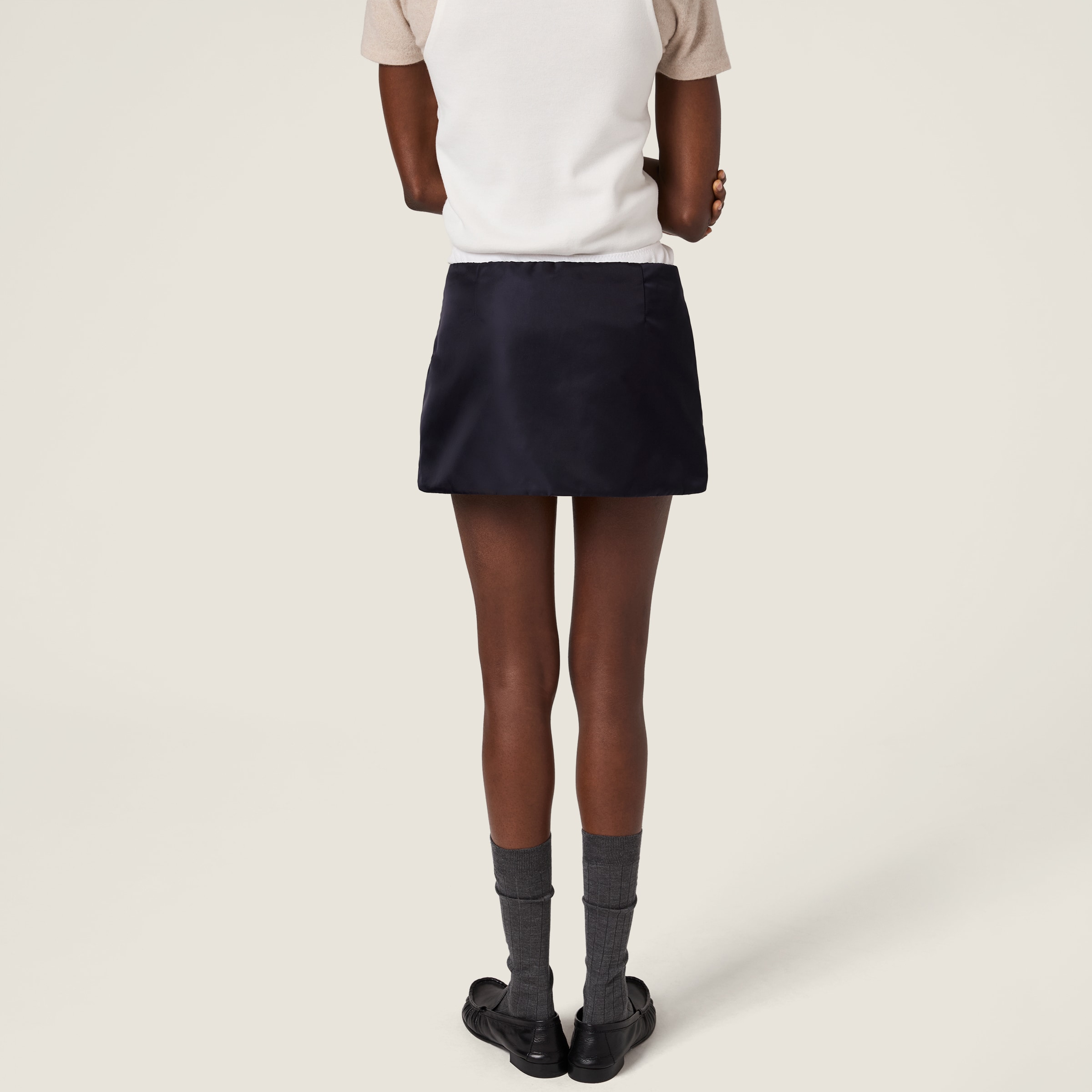 Miu Miu Technical Gazar And Fleece Skirt In Blue