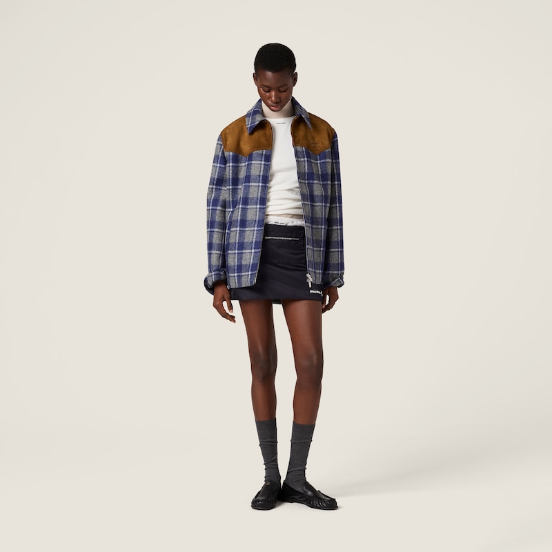 Technical gazar and fleece skirt