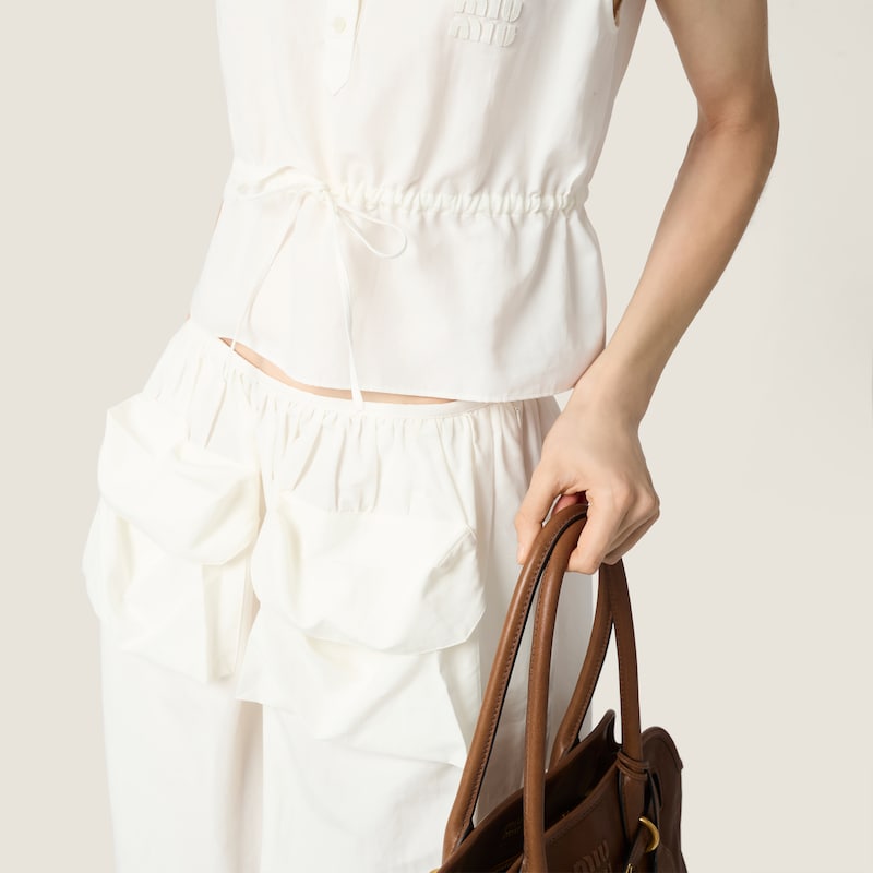 Slubbed poplin skirt