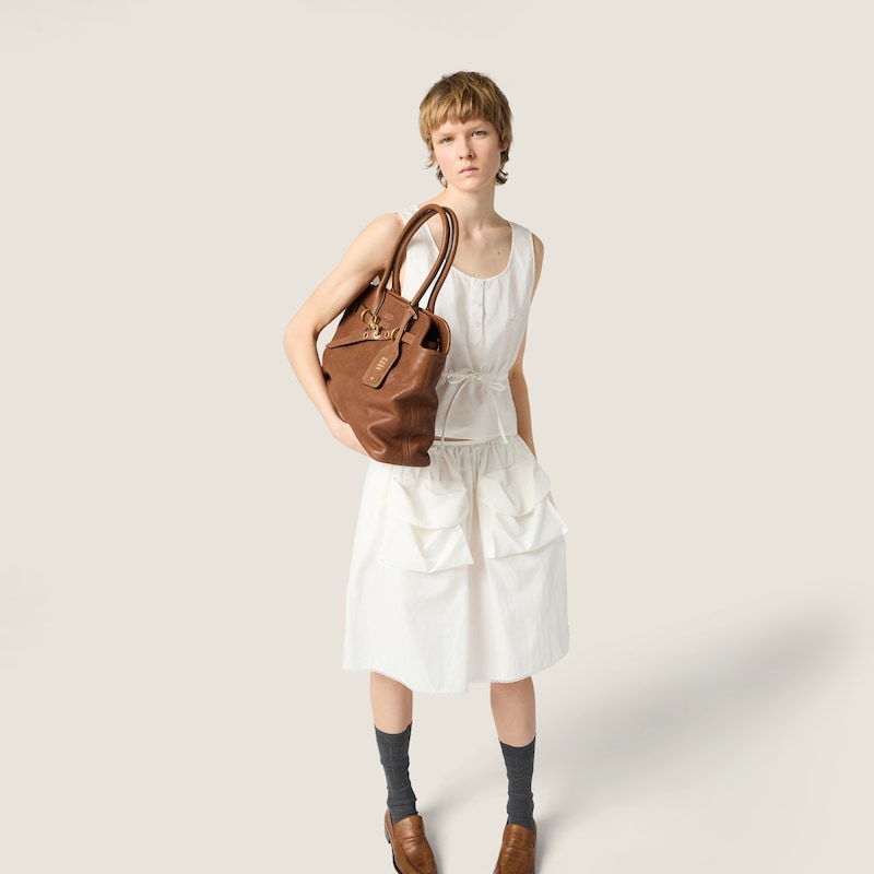 Slubbed poplin skirt