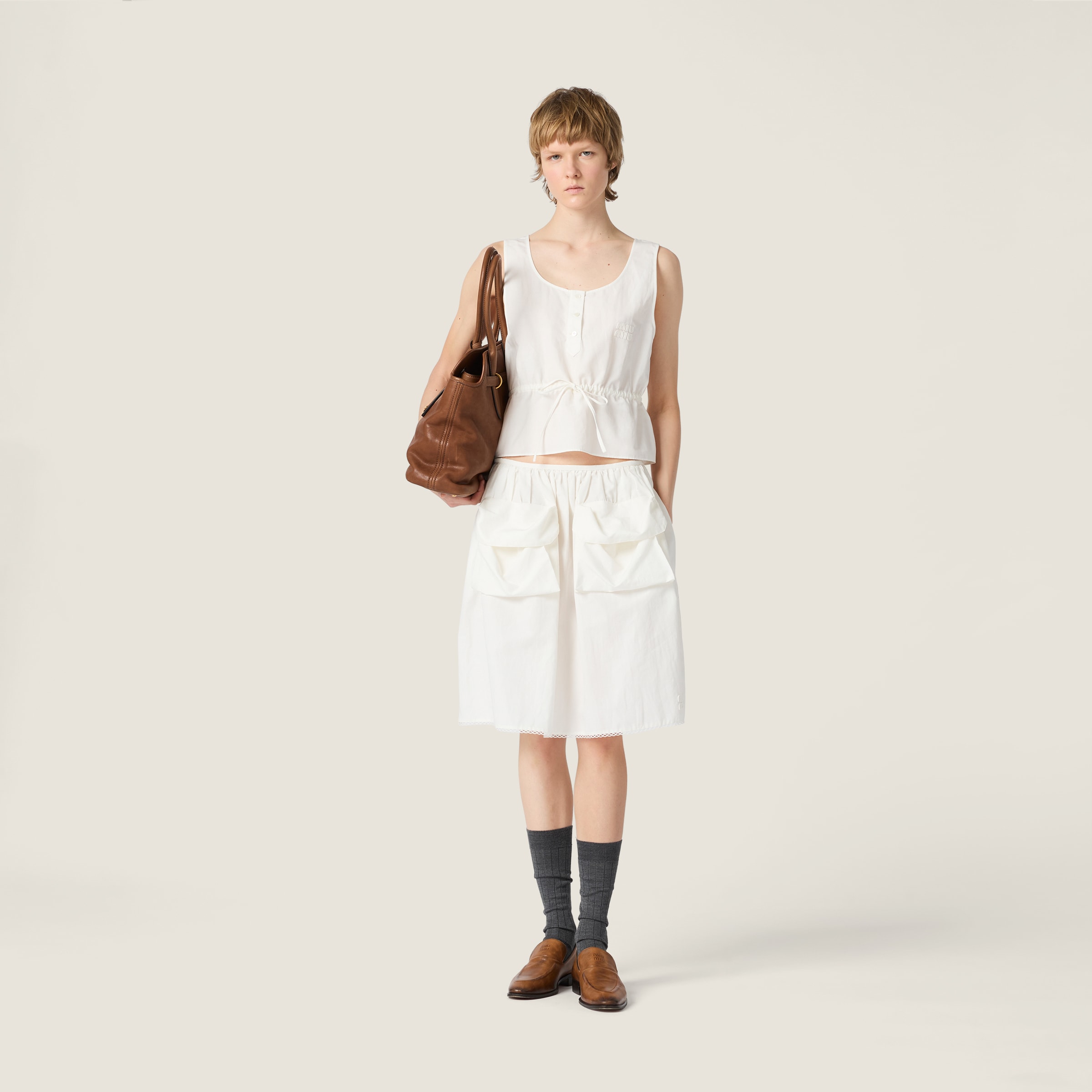 Slubbed poplin skirt - thumbnail 2