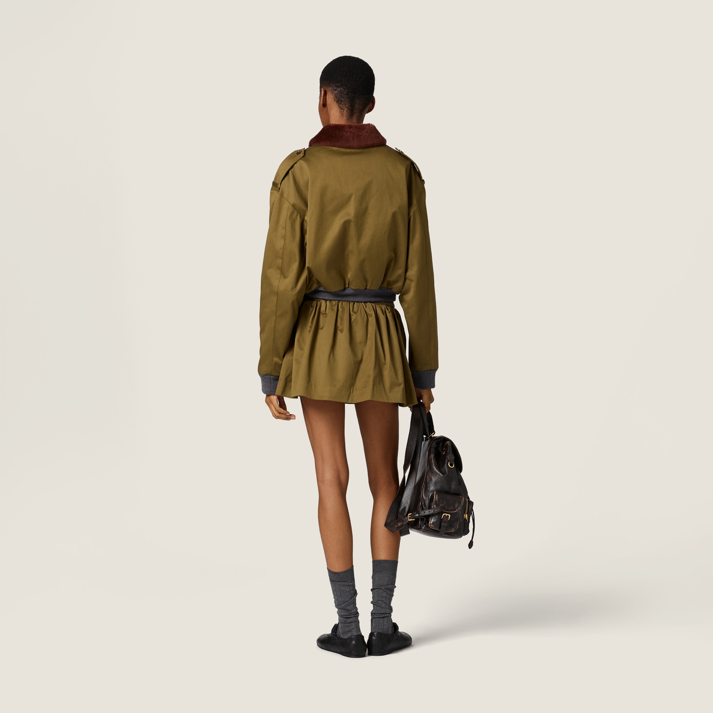 Forest Green Satin Cotton Miniskirt | Miu Miu - United States
