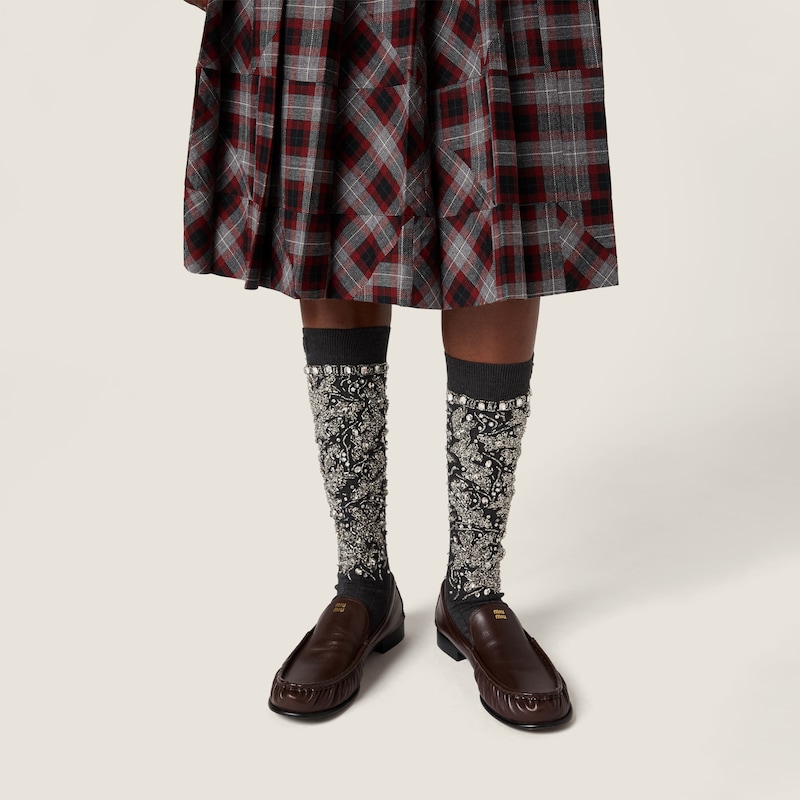 Tartan patchwork midi skirt