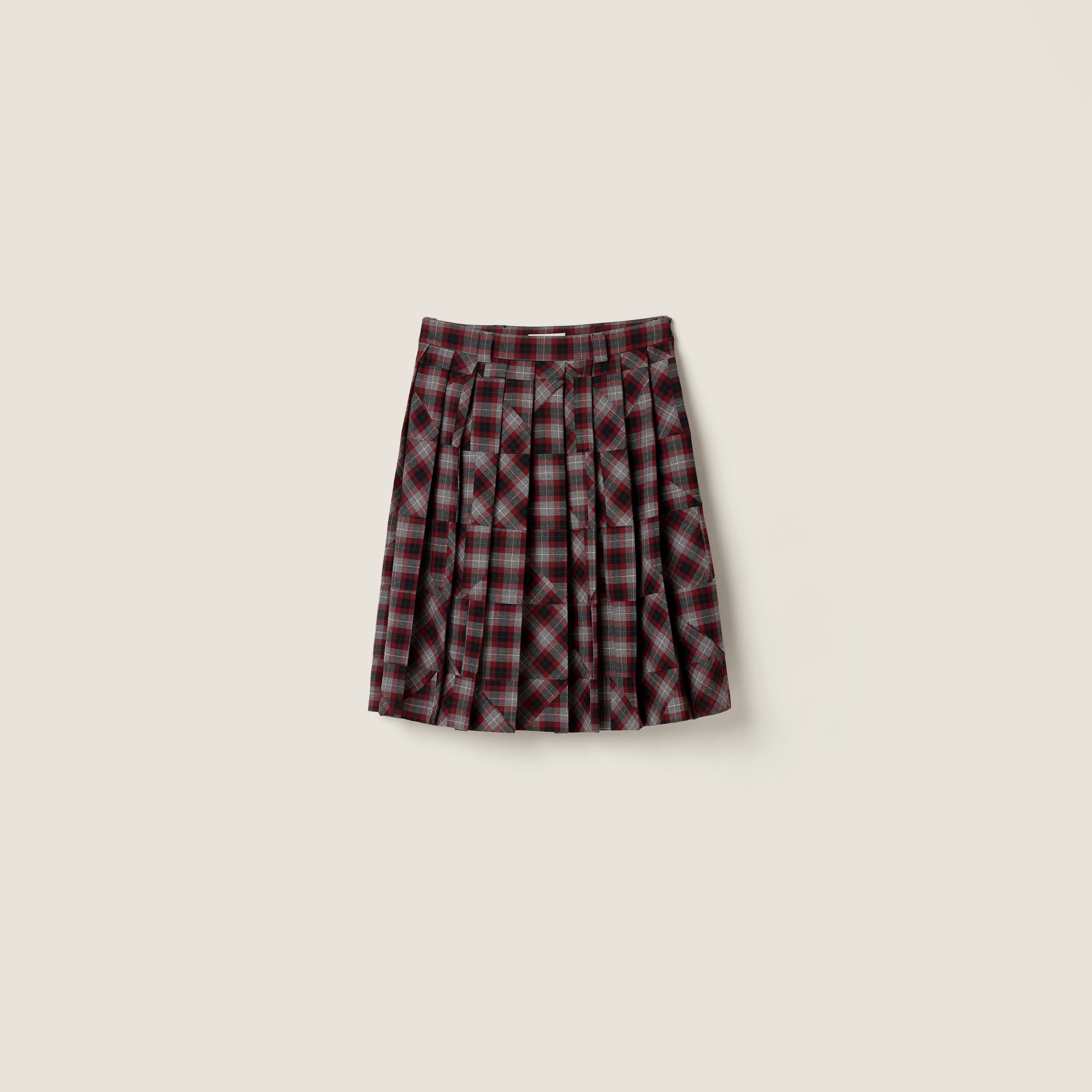 Miu Miu Tartan Patchwork Midi Skirt In Multi