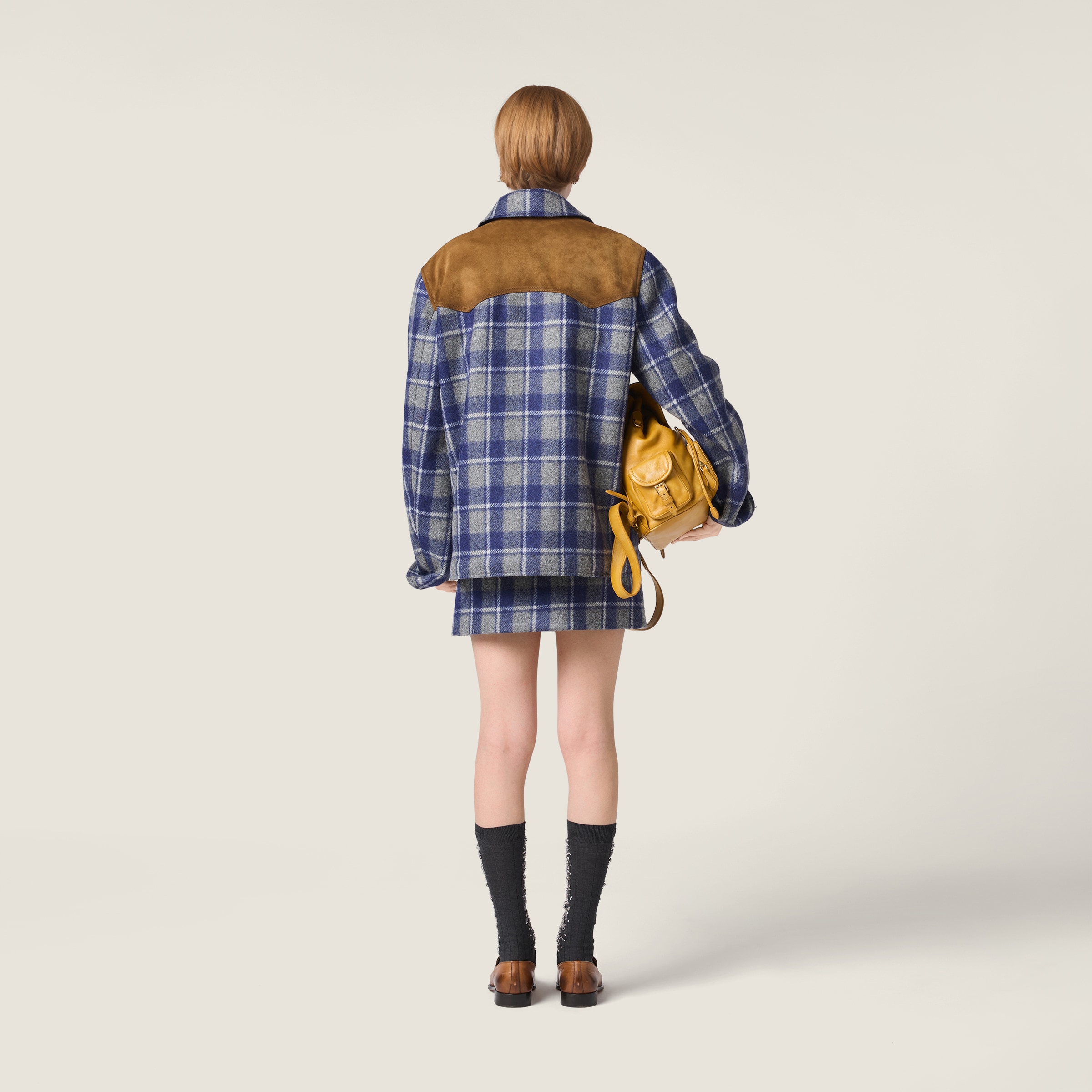 Miu Miu Checked Miniskirt In Blue