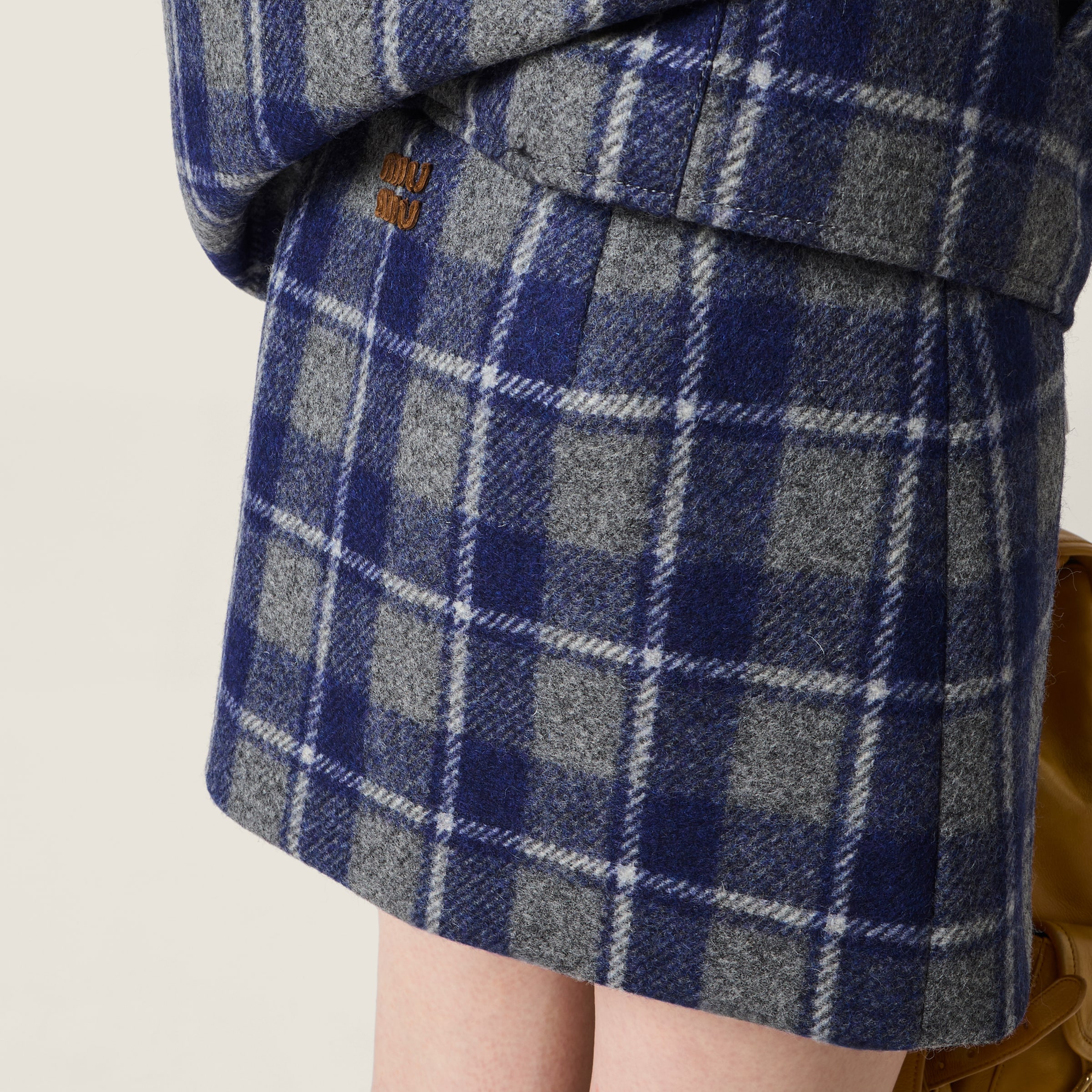 Miu Miu Checked Miniskirt In Blue