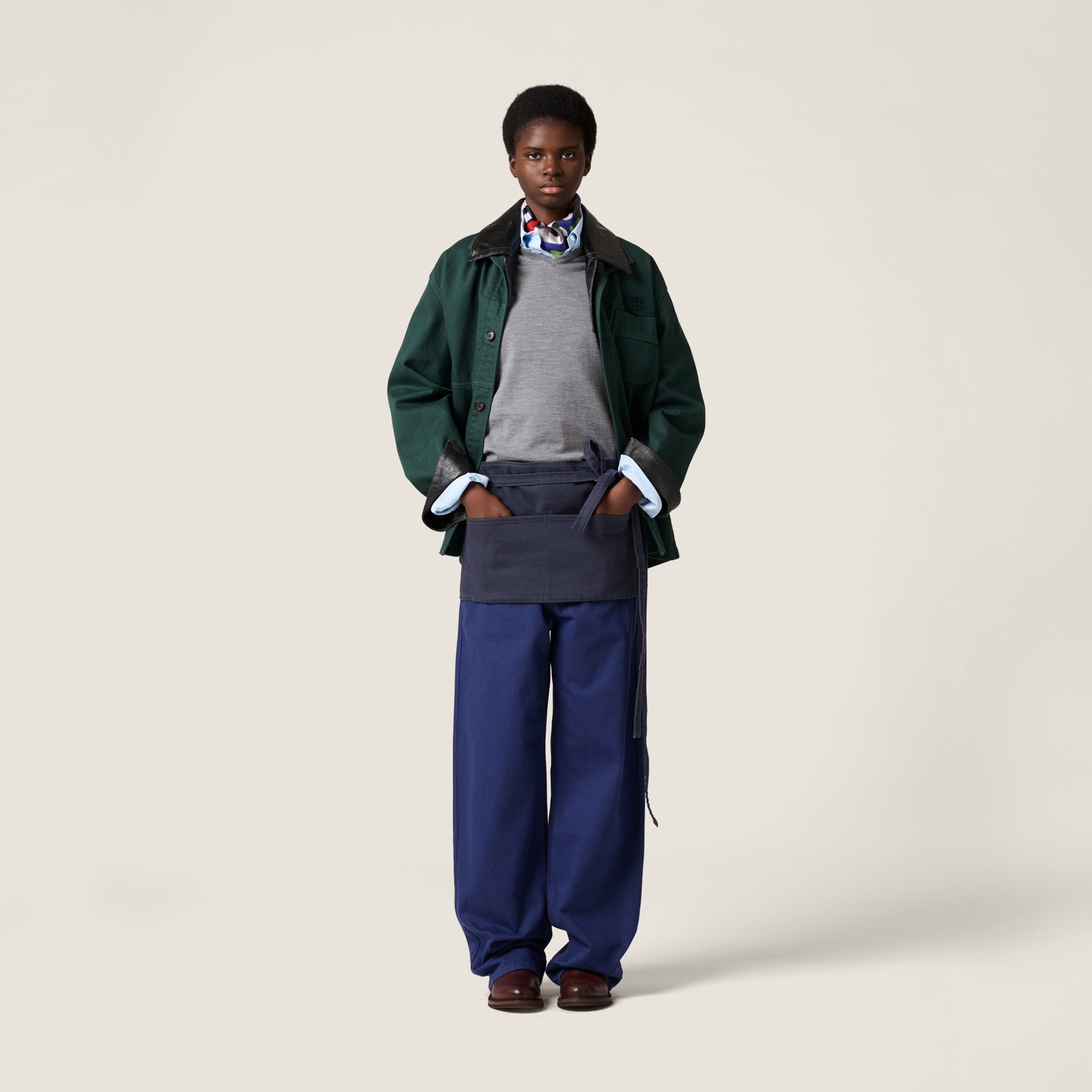 Hematite Garment-dyed Gabardine Miniskirt | Miu Miu - United States