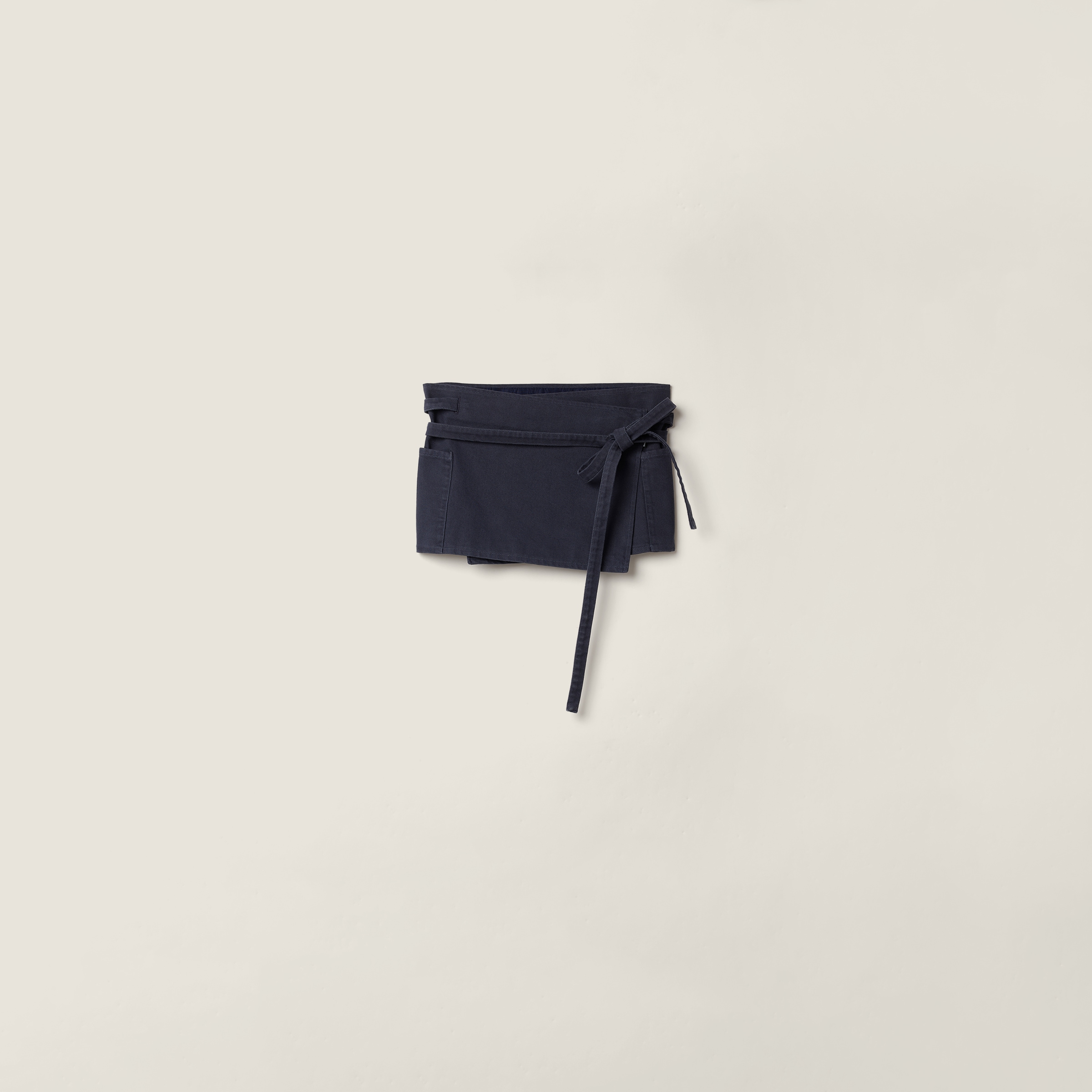 Garment-dyed gabardine miniskirt