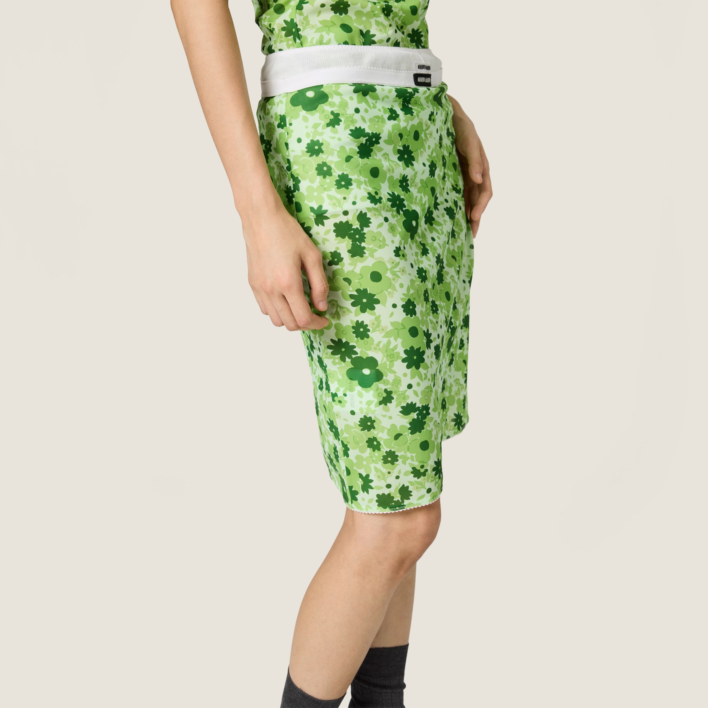 Green Stretch Fabric Midi Skirt | Miu Miu - United States