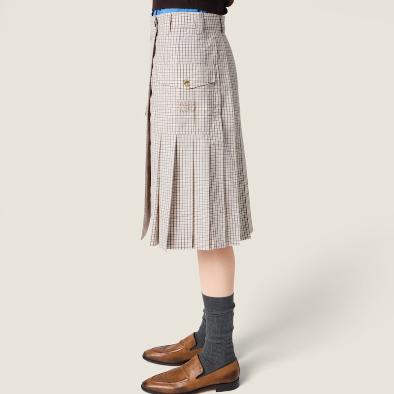 Checked technical fabric skirt