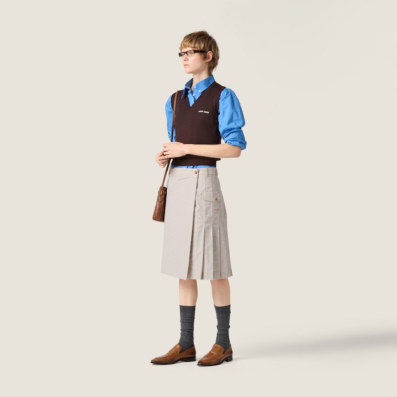 Checked technical fabric skirt