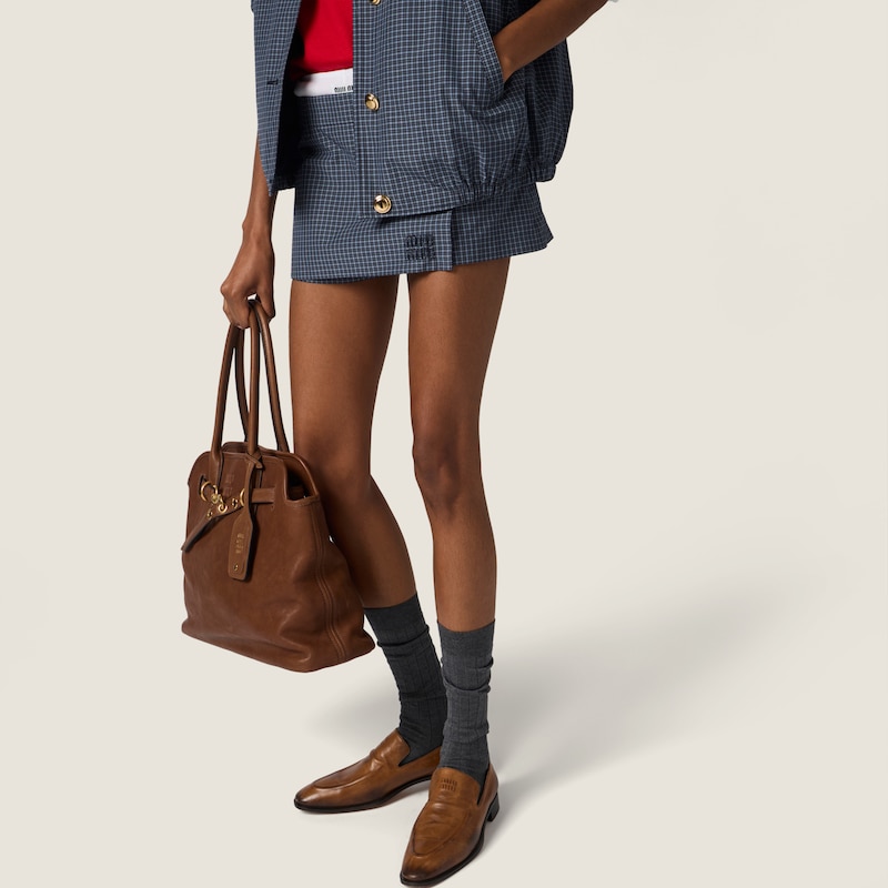 Checked technical fabric mini skort