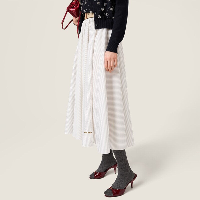 Pinstriped midi-skirt