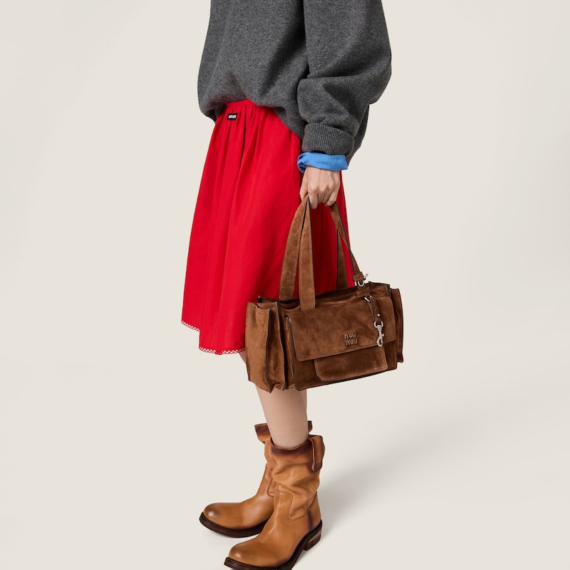 Slubbed poplin skirt