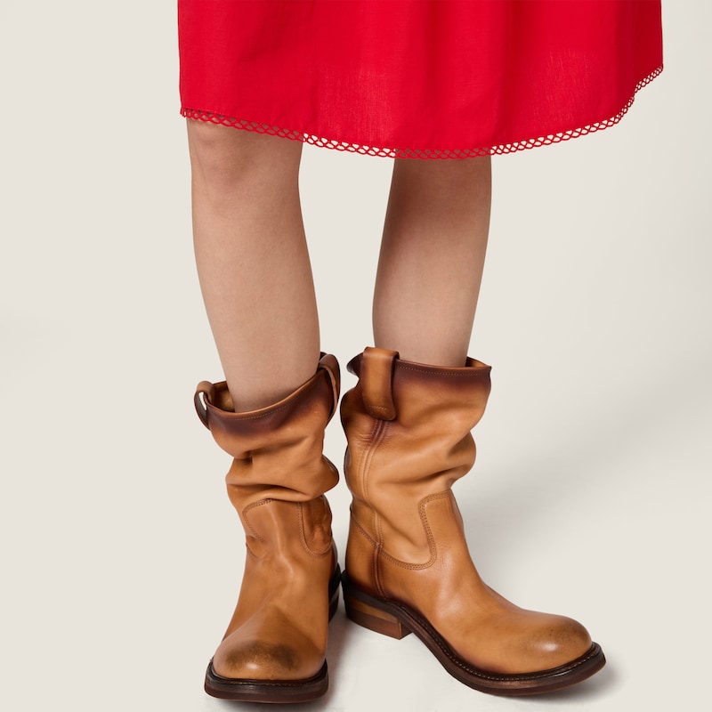 Slubbed poplin skirt