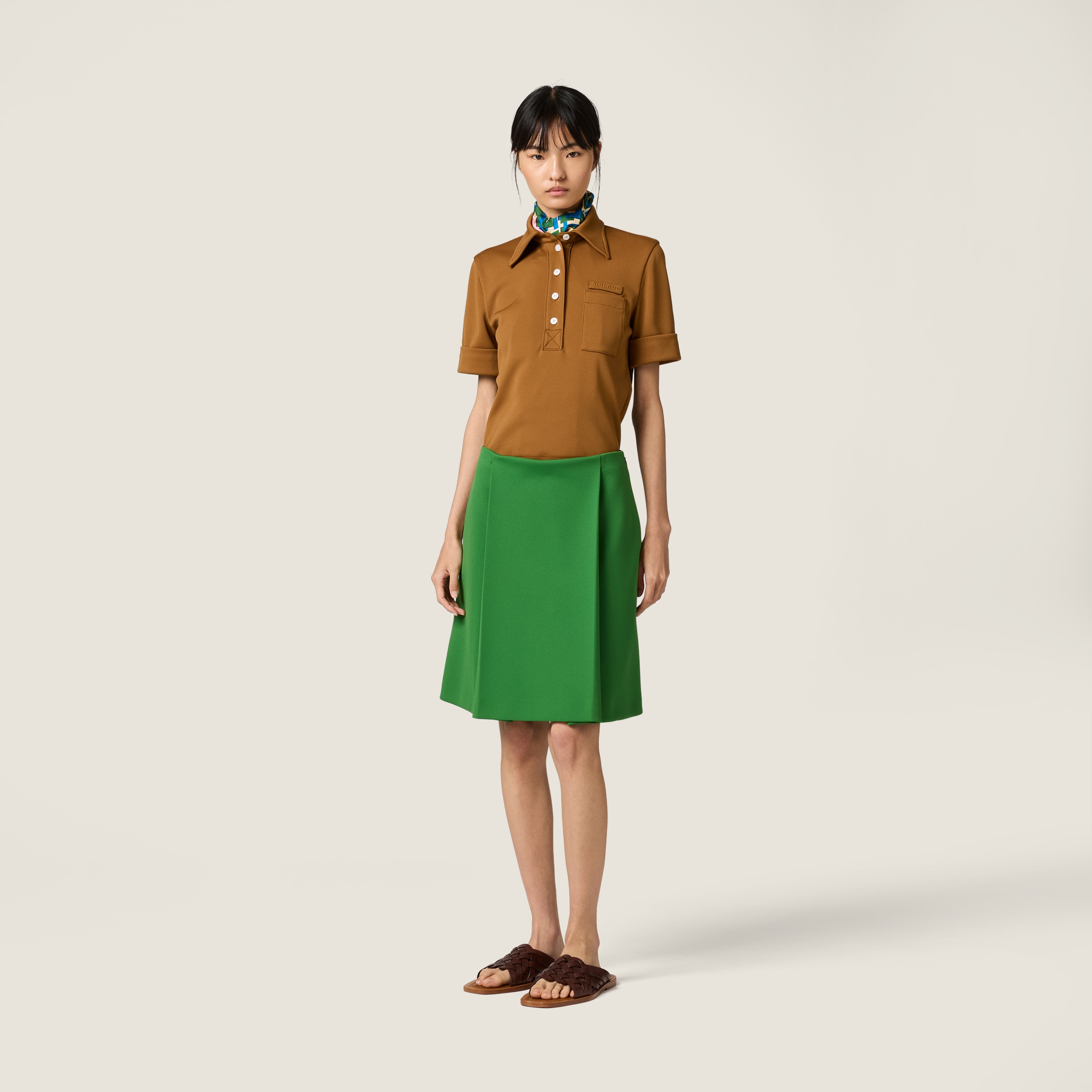 Green Technical Jersey Skirt | Miu Miu