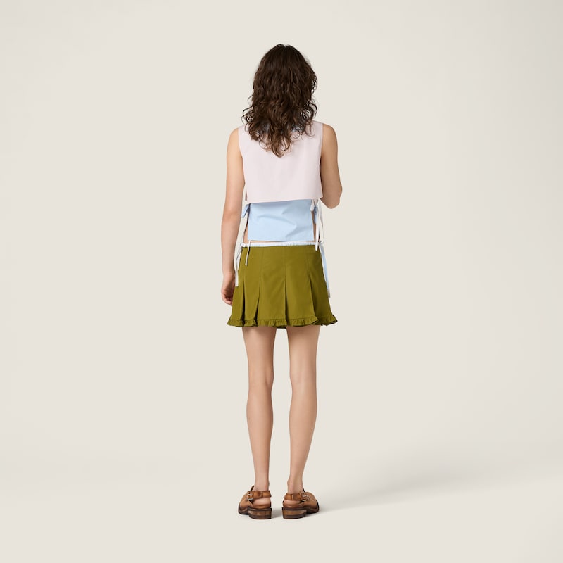 Poplin pleated miniskirt