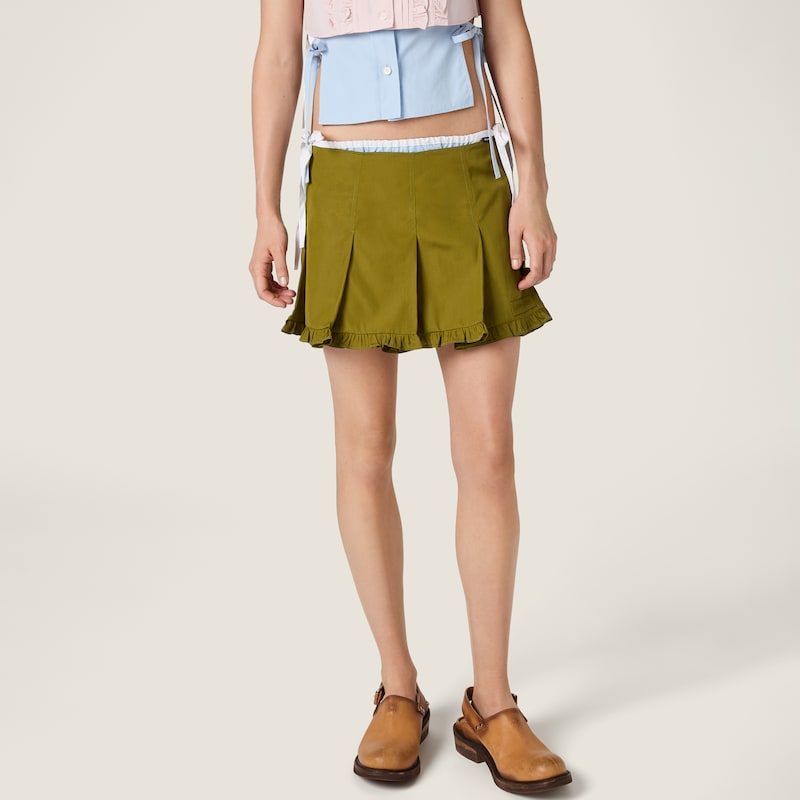 Poplin pleated miniskirt