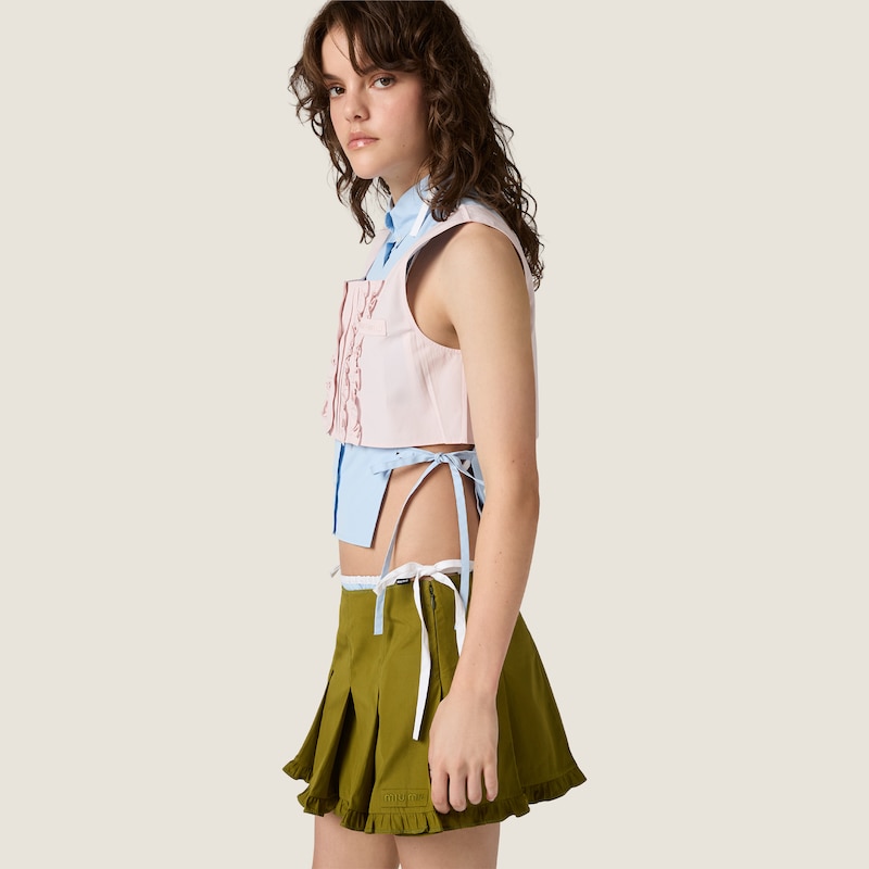 Poplin pleated miniskirt