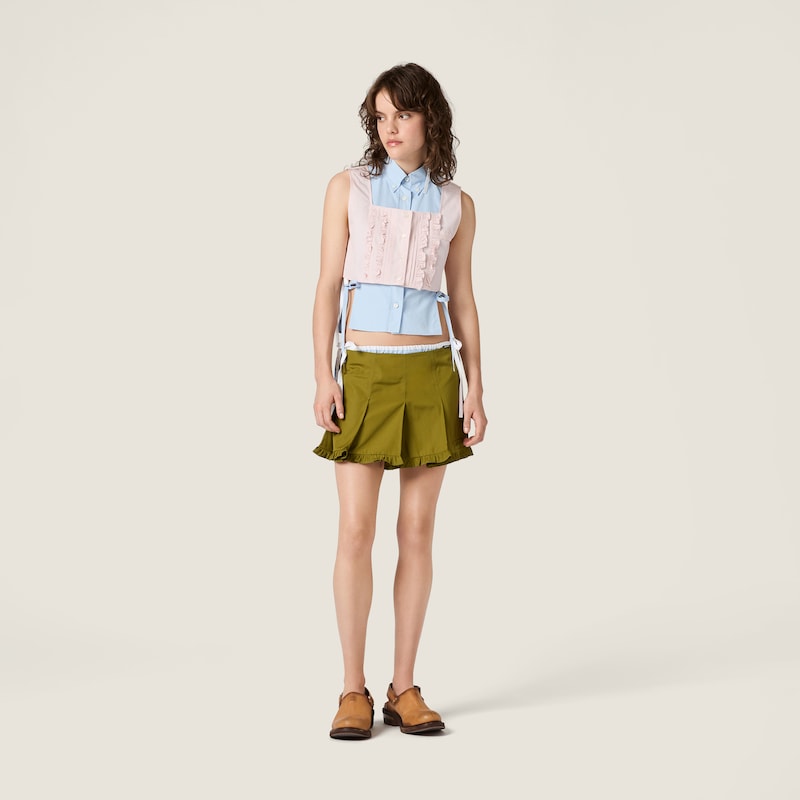 Poplin pleated miniskirt
