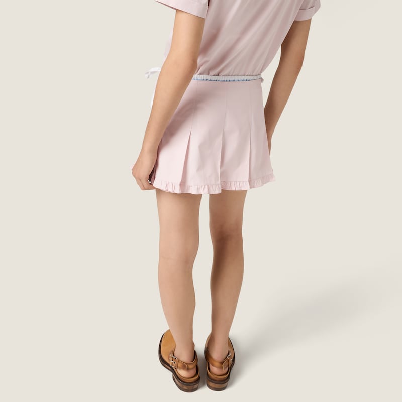 Poplin pleated miniskirt
