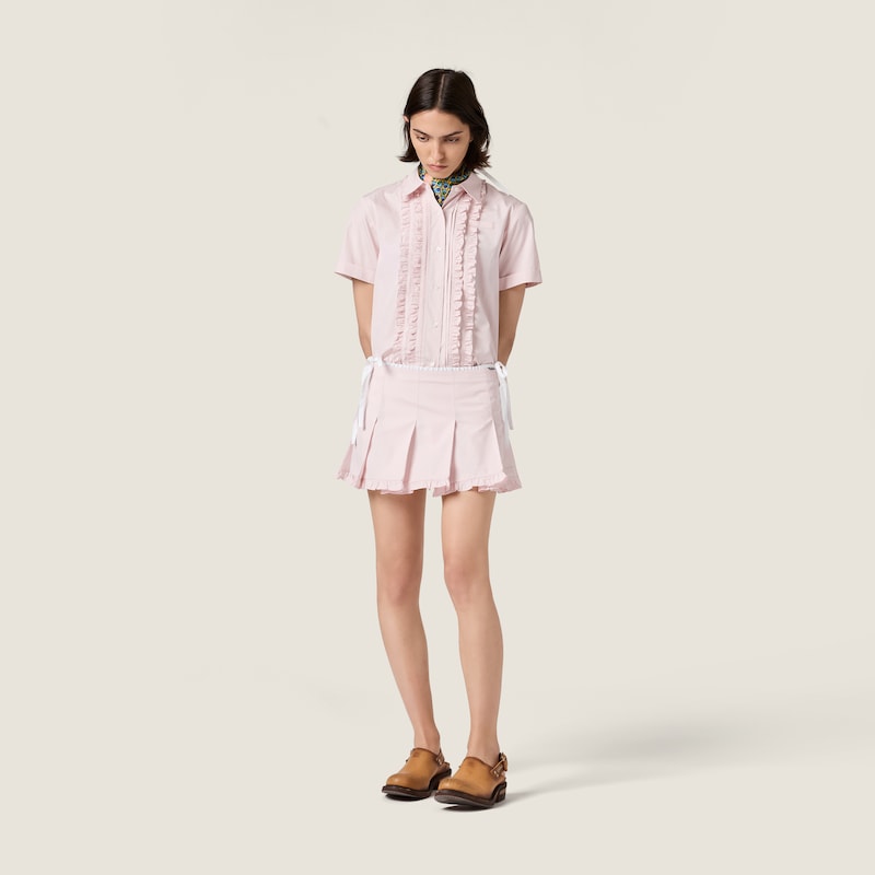 Poplin pleated miniskirt