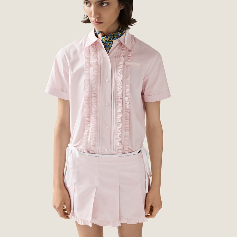 Poplin pleated miniskirt