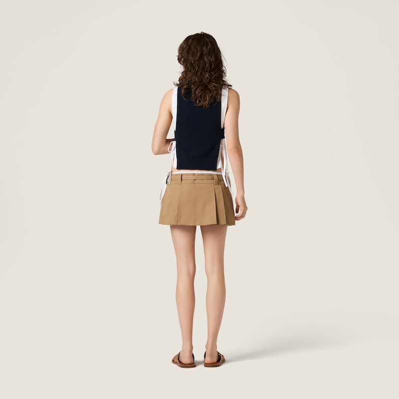 Pleated poplin miniskirt