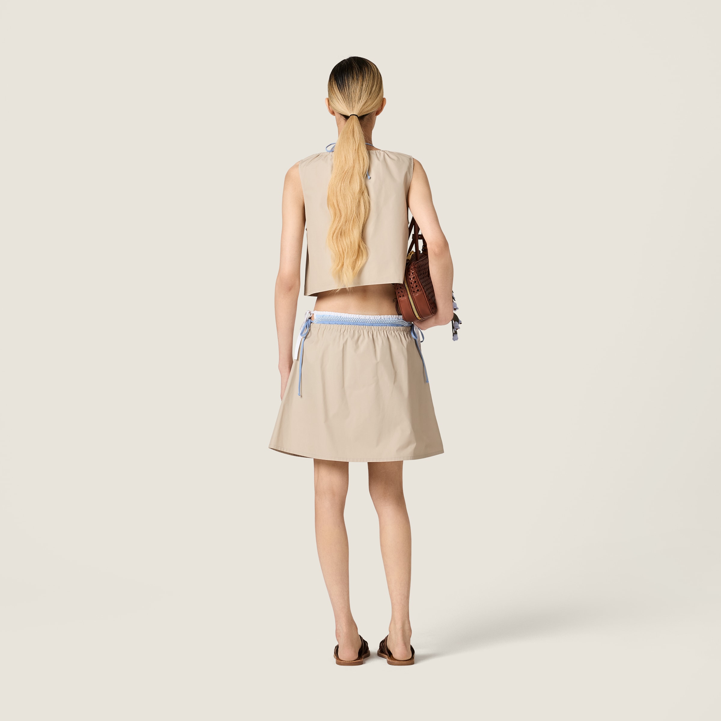 Limestone Panama Cotton Skirt | Miu Miu - United States