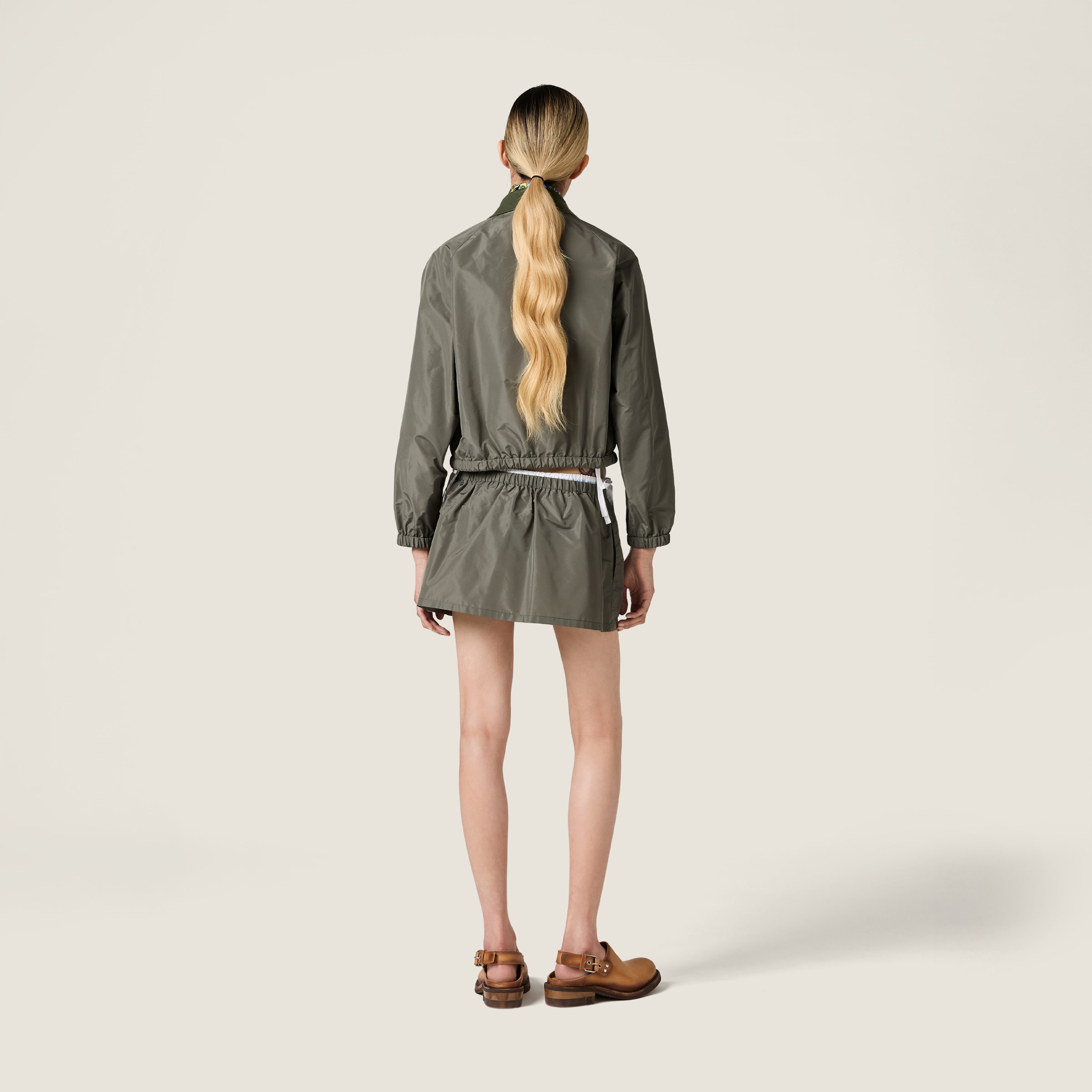 Forest Green Technical Fabric Miniskirt | Miu Miu - United States