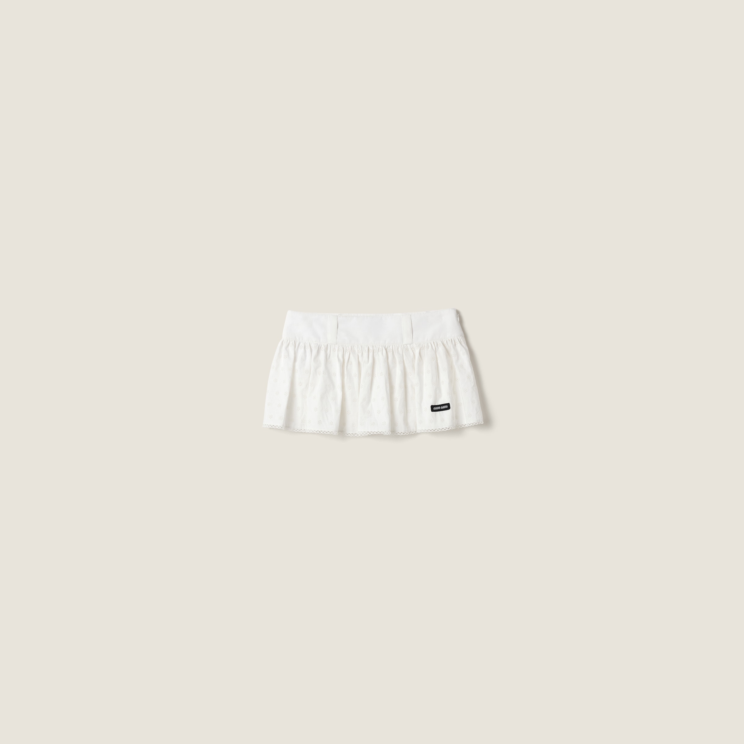 Slubbed poplin and eyelet lace miniskirt from Miu Miu - $1,790