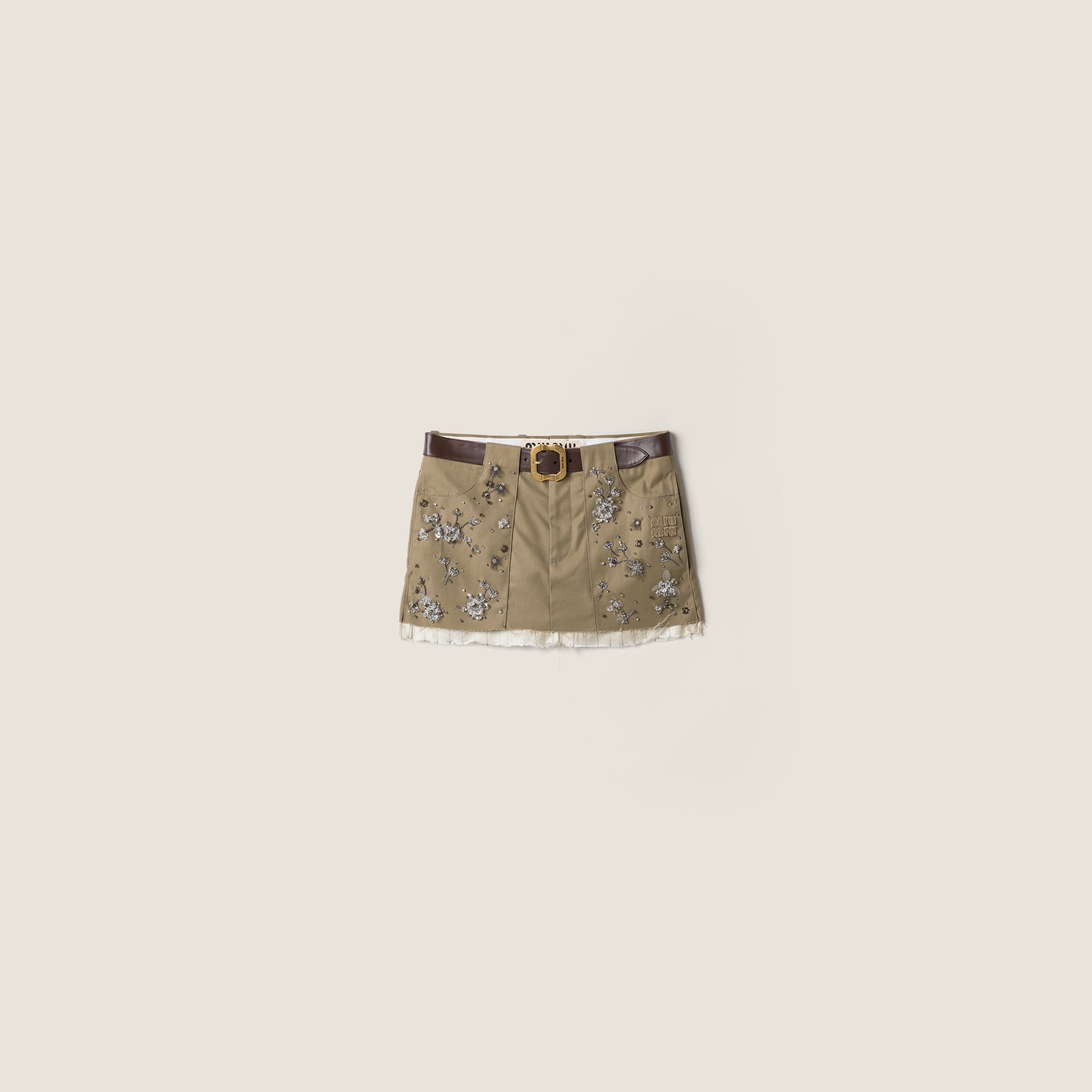 Embroidered chino miniskirt from Miu Miu - $5,300