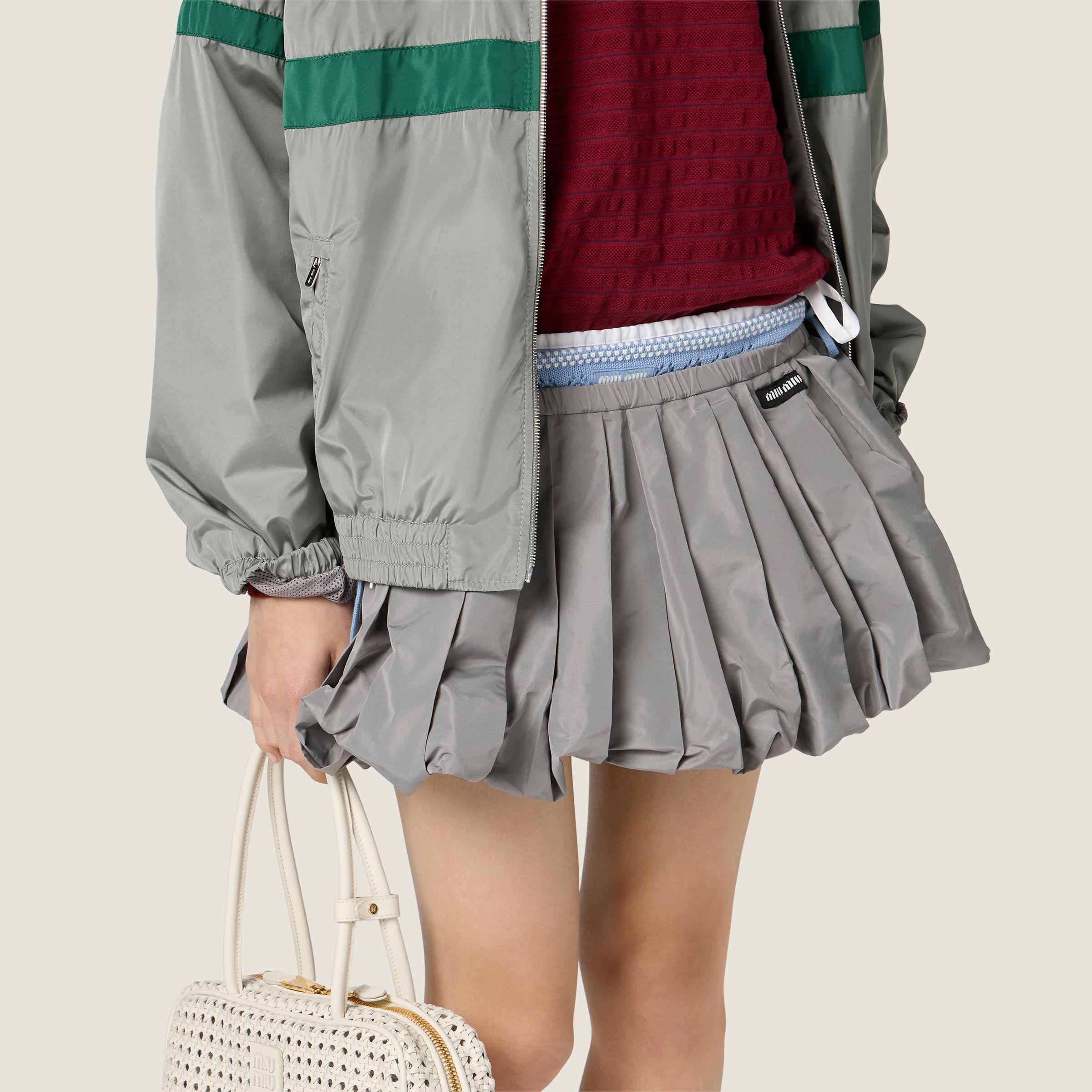 Lead Gray Technical Fabric Miniskirt | Miu Miu - United States