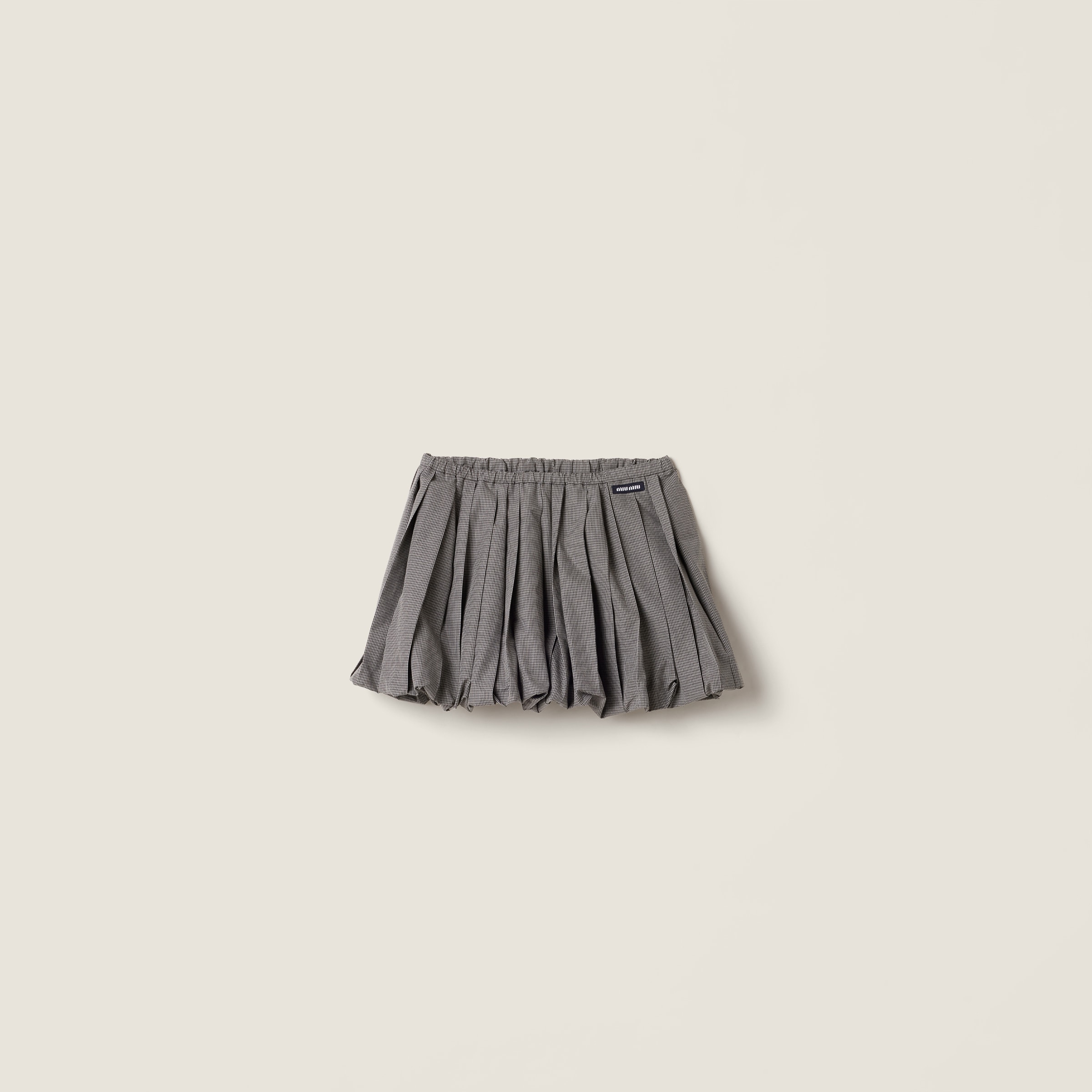 Grey Pleated Gingham Check Skirt | Miu Miu - United States