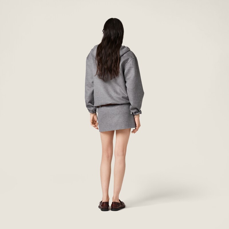 Double cashmere and wool miniskirt