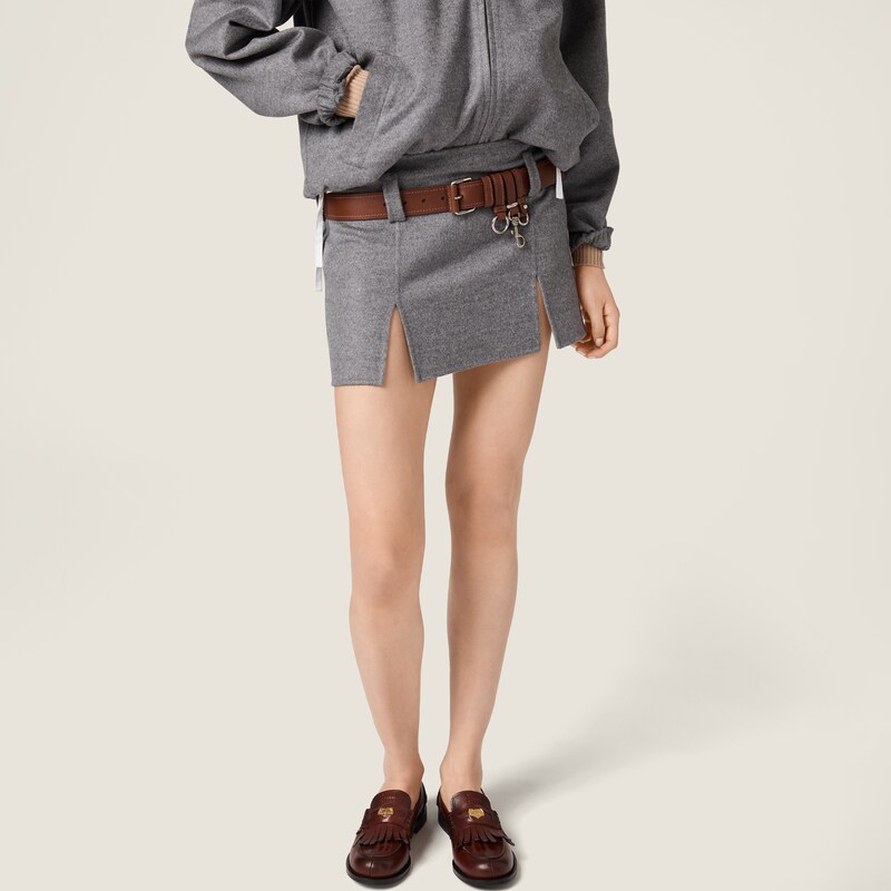 Double cashmere and wool miniskirt