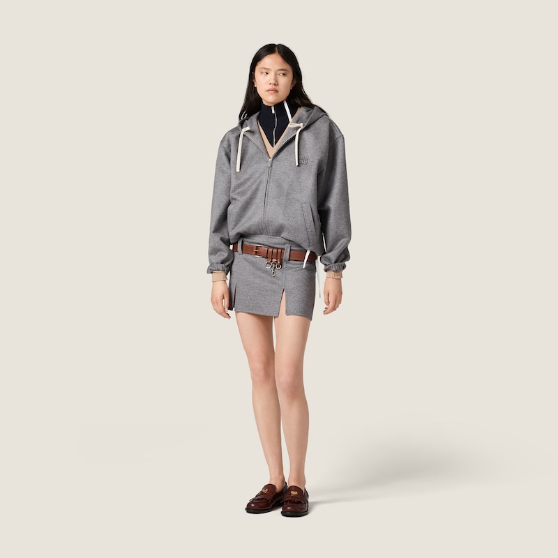 Double cashmere and wool miniskirt