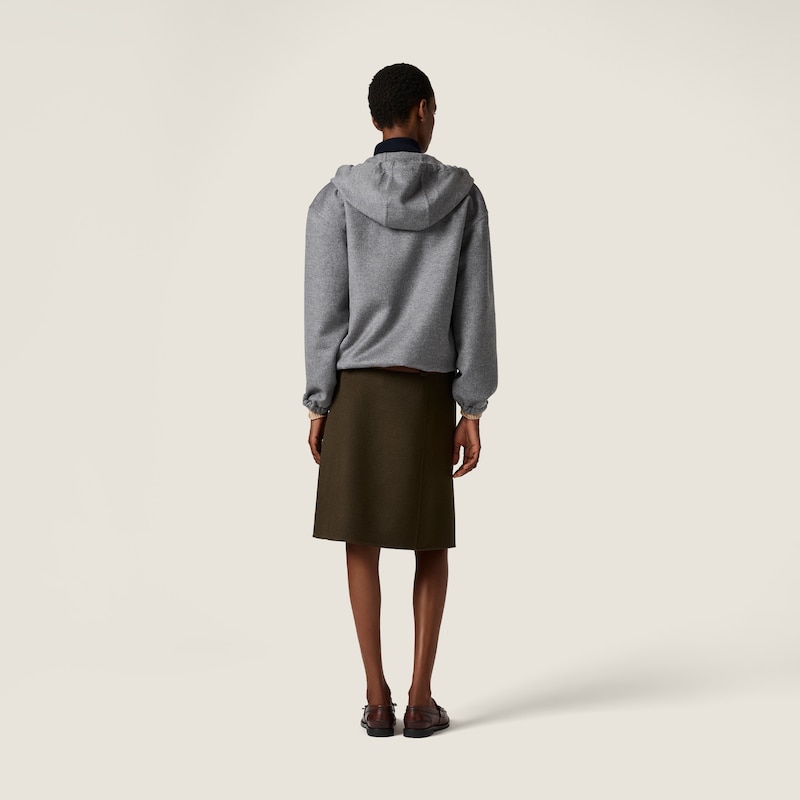 Double cashmere and wool skirt