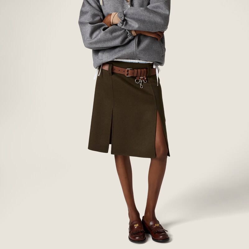 Double cashmere and wool skirt