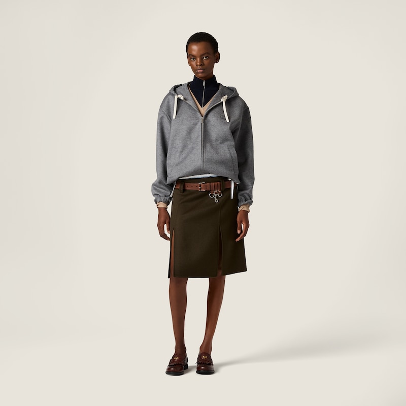 Double cashmere and wool skirt
