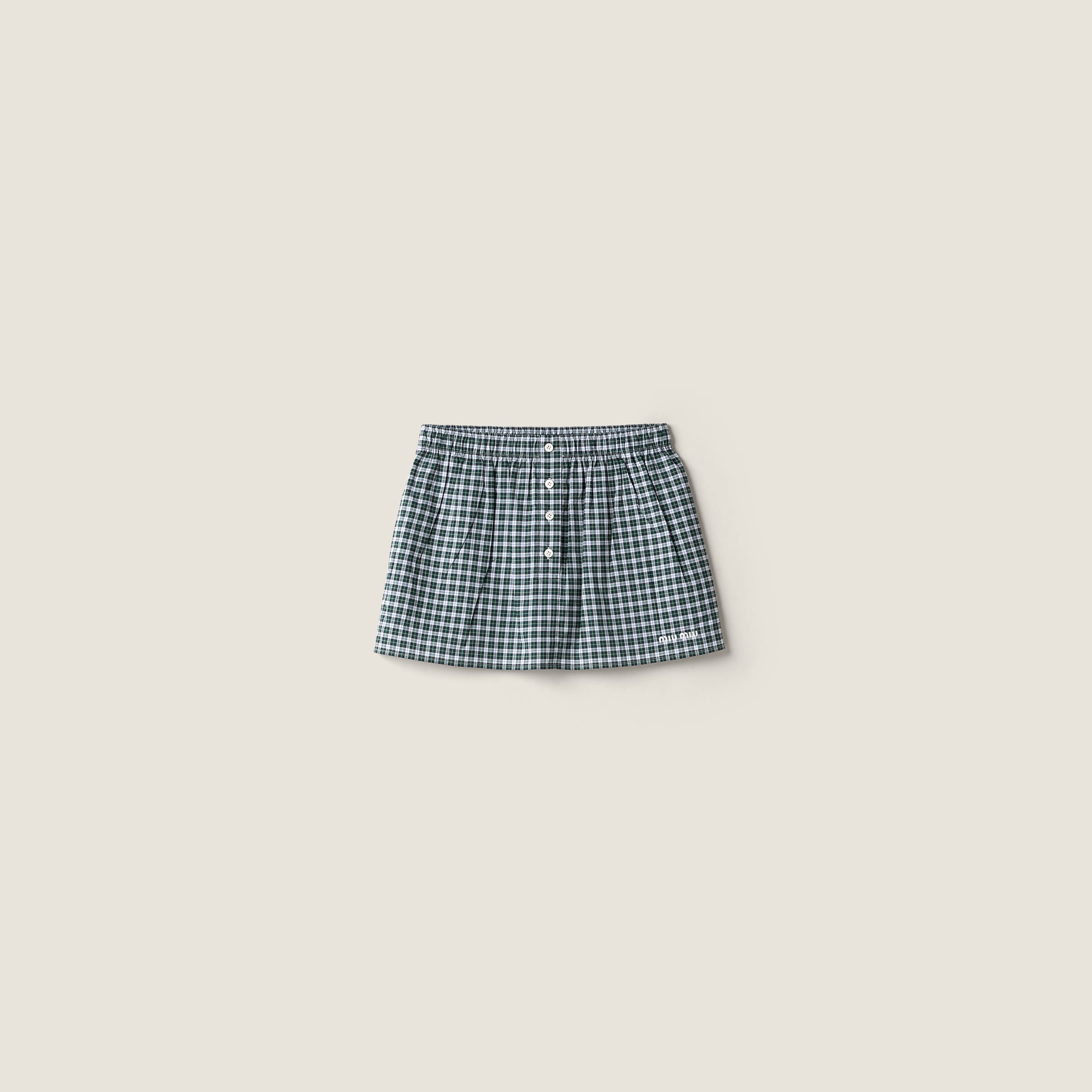 White/green Plaid Miniskirt | Miu Miu - United States