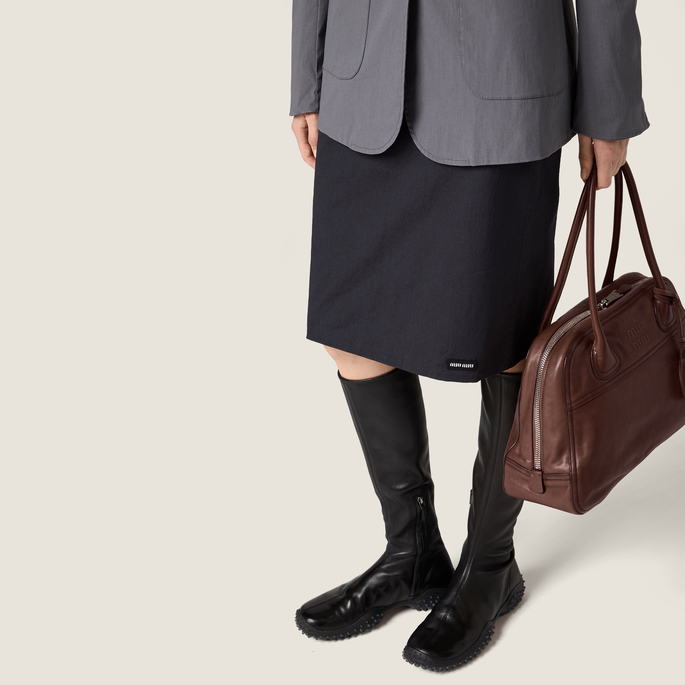 Stretch poplin skirt - thumbnail 4